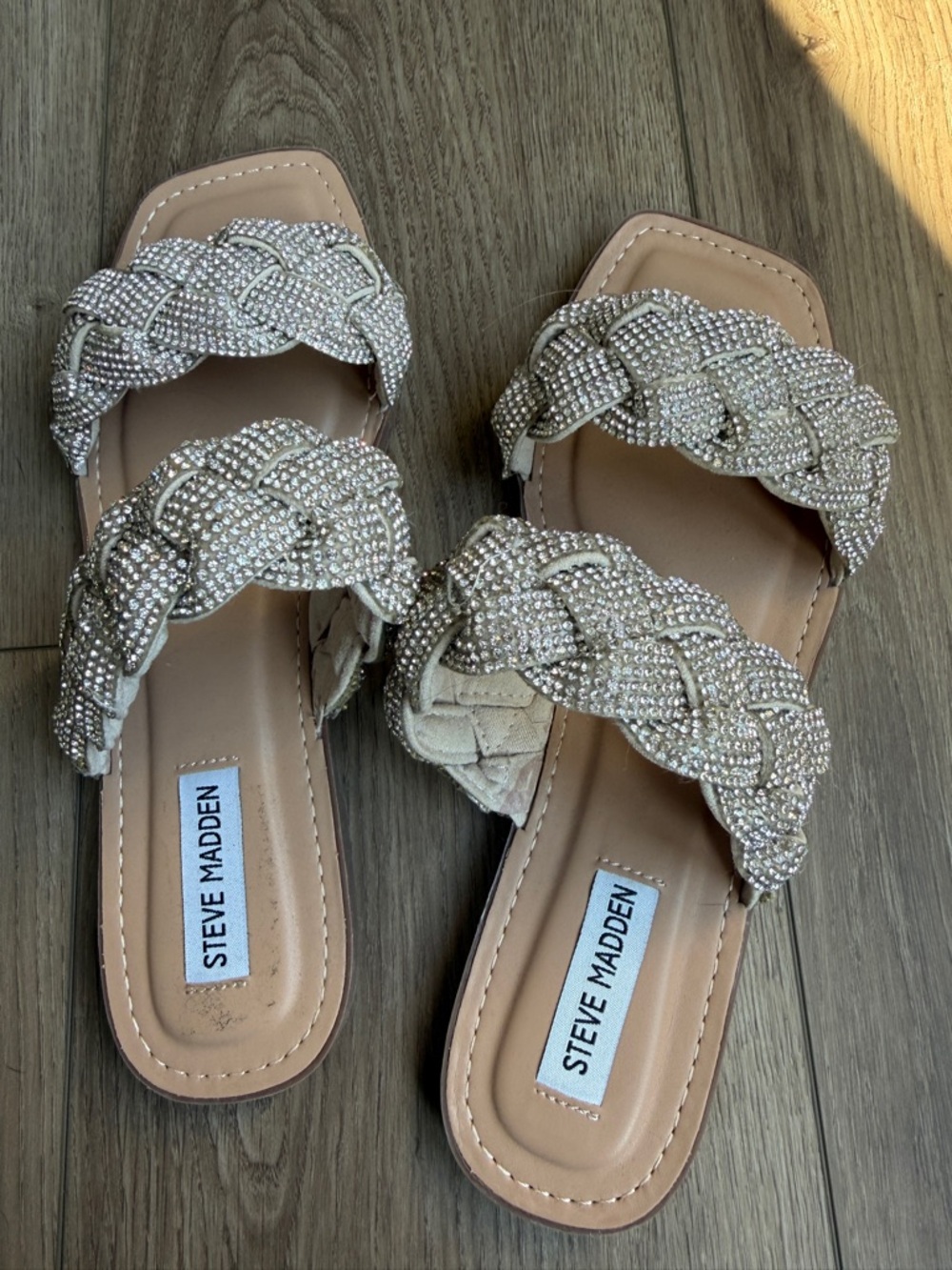 Steve Madden Newbie Slide Crystal-Embellished Women’s Sandal in Silver - Picture 2 of 4